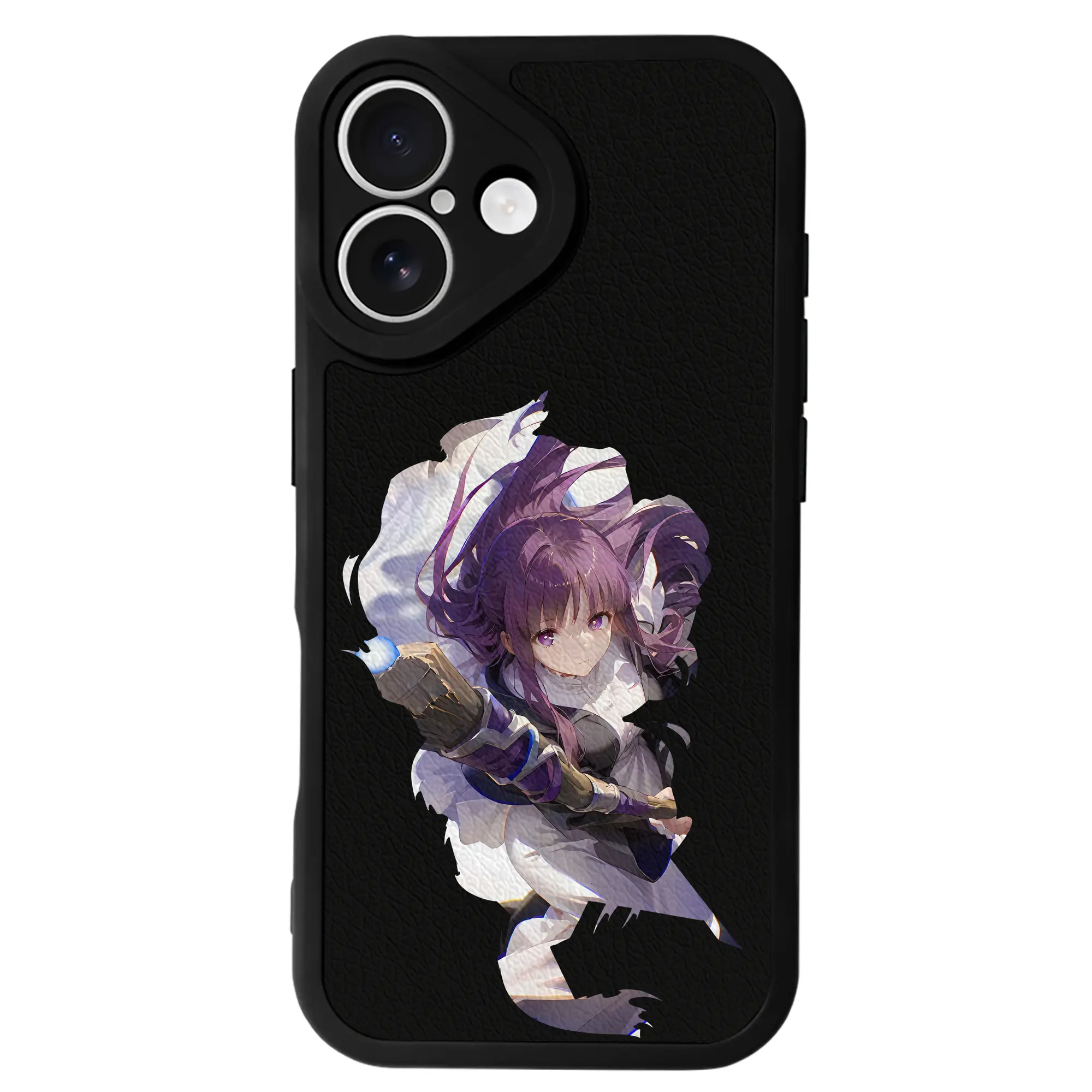 葬送のフリーレン（Frieren） グッズ,フェルン（Fern） - IPhone 16シリーズ対応 ・ シリコンスマホケース ・ レザー調 ・ 高精度フィット ・ 耐衝撃 ・ ワイヤレス充電対応 ・ 精密カット